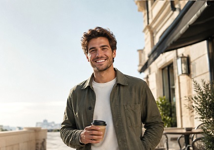 A smiling man image demonstrating PHIEN Image enhancement features and tools